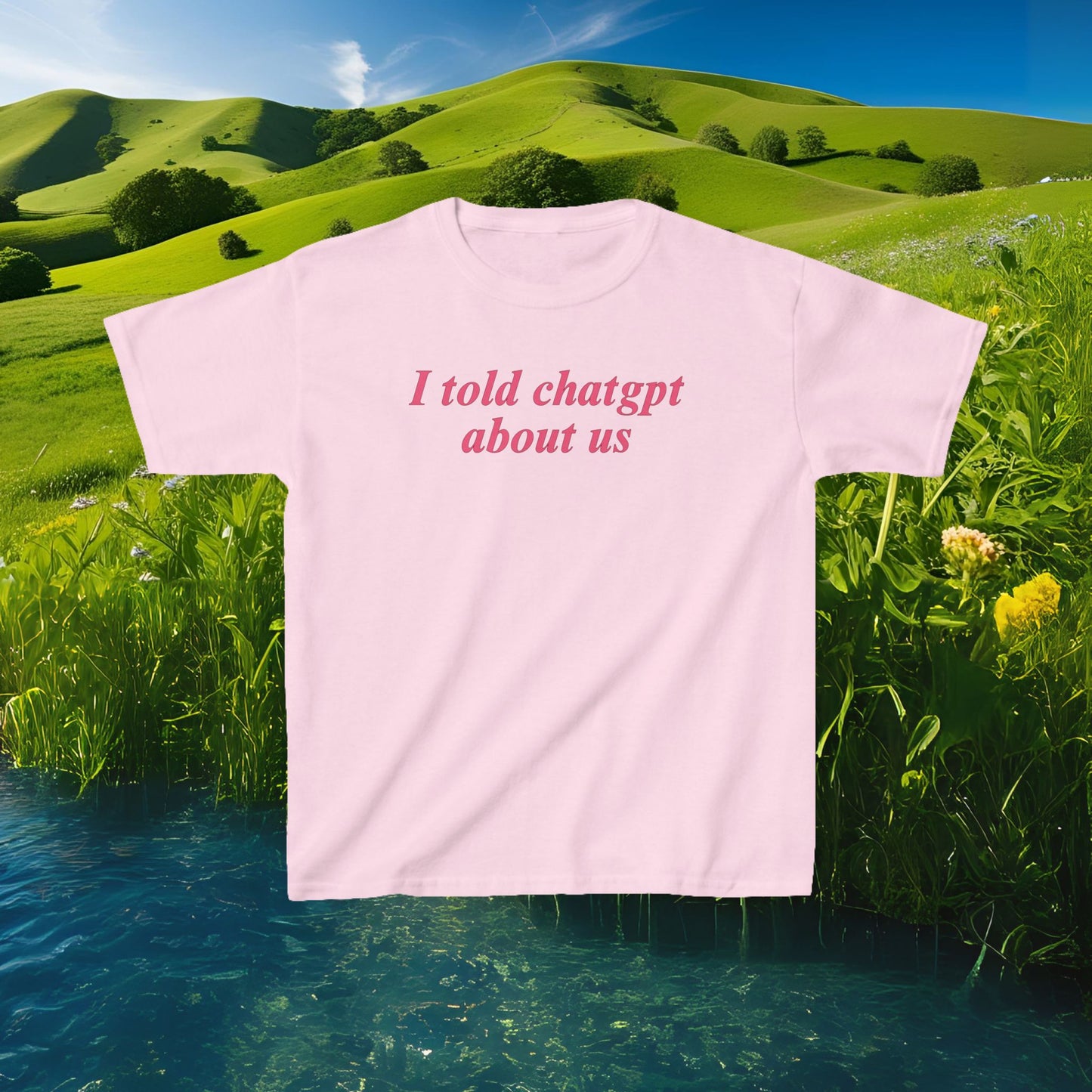 Gen Z Funny Baby Tee: "I Told Chatgpt About Us" Y2k Baby Shirt