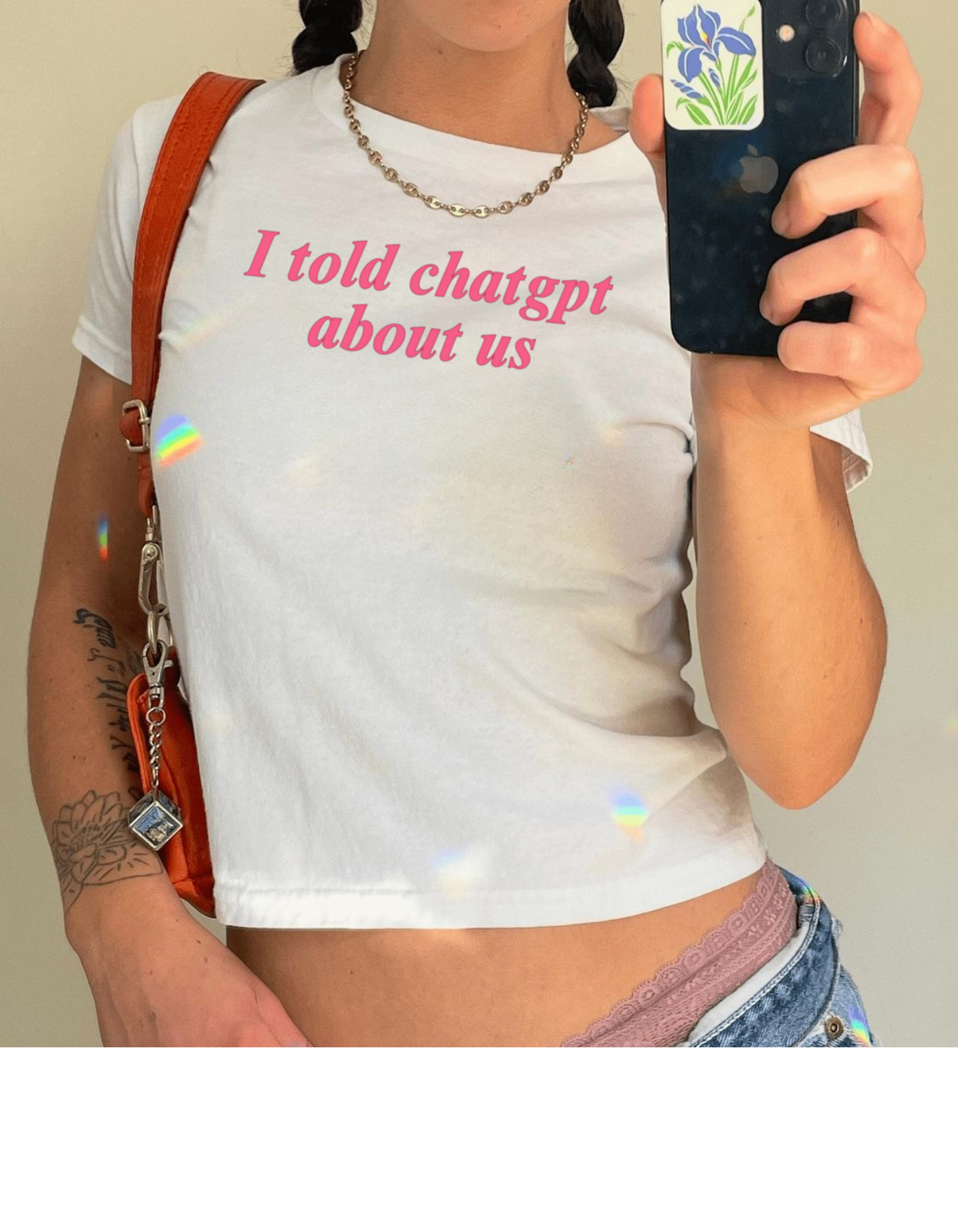 Gen Z Funny Baby Tee: "I Told Chatgpt About Us" Y2k Baby Shirt